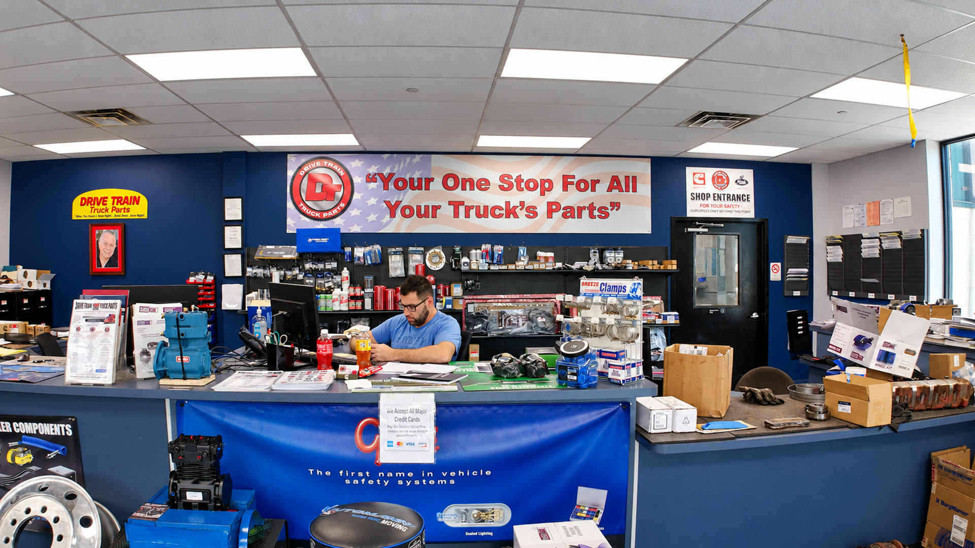 Parts counter and staff