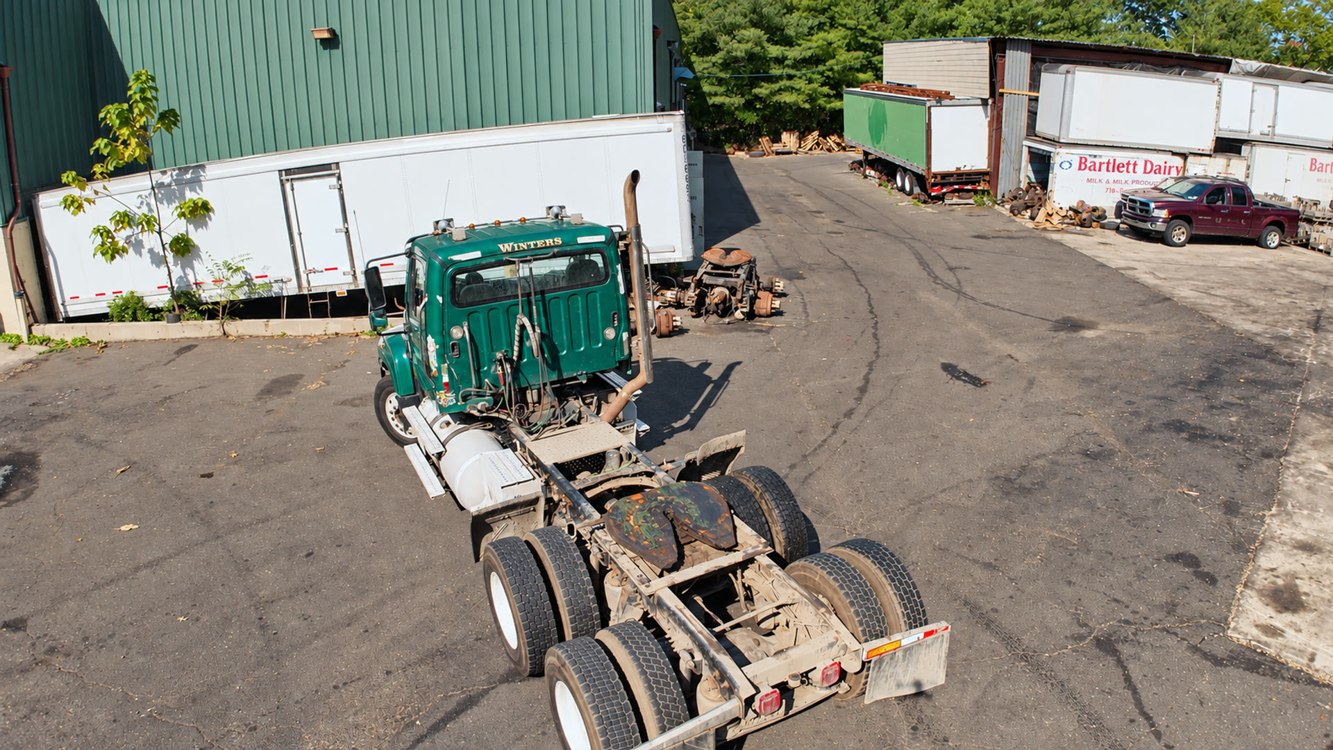 Tractor chassis in the yard