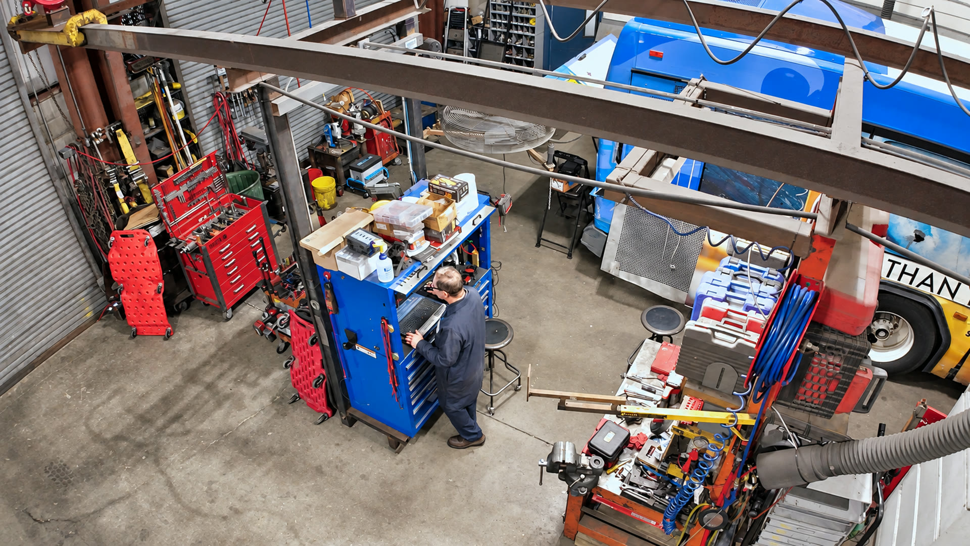Mechanic at his workstation
