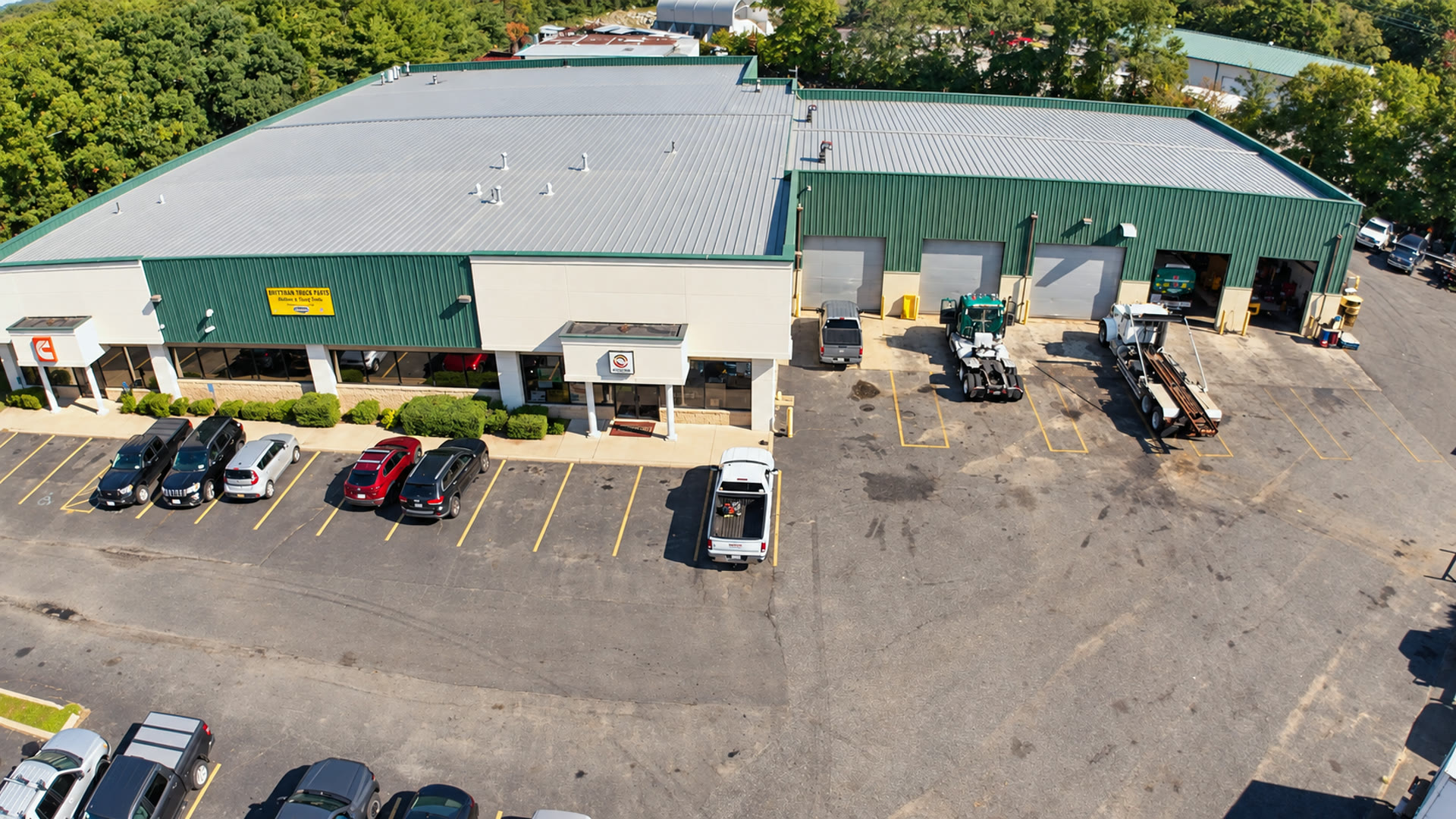 Service bays and front lot