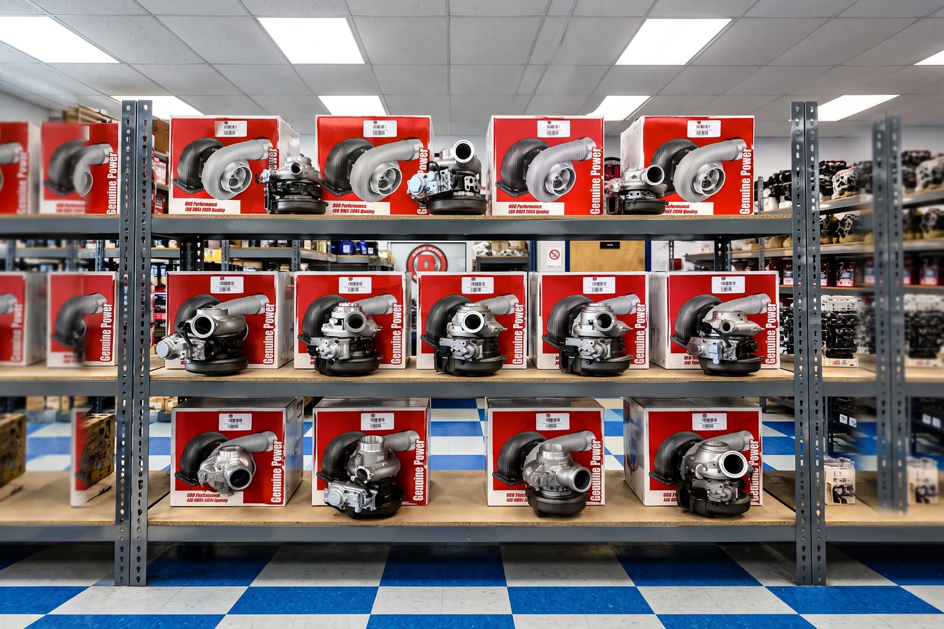 New and remanufactured turbochargers on shelves